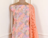 Banarasi Peach Unstitched Suit